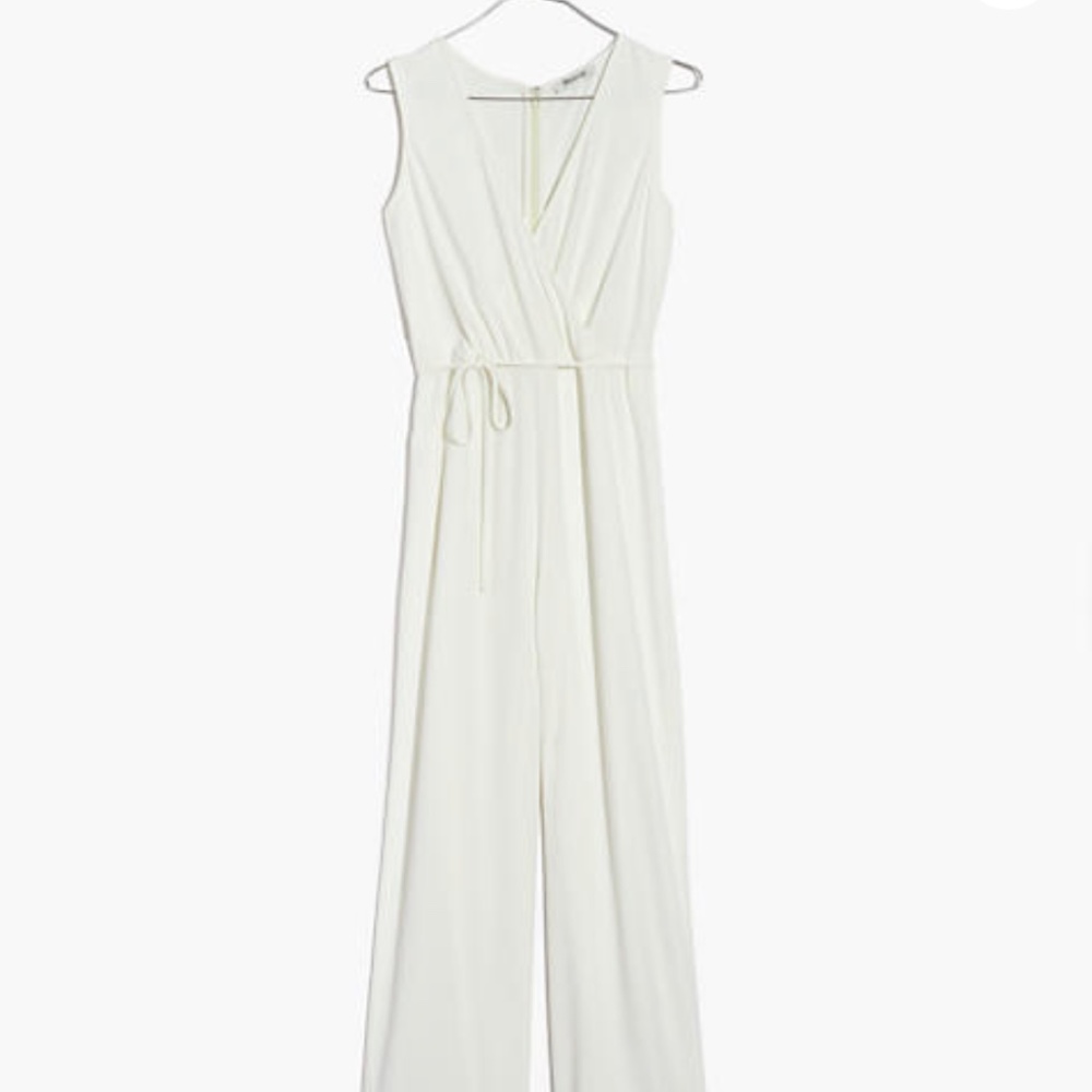 Madewell Tie-Waist Wide-Leg Wrap Jumpsuit